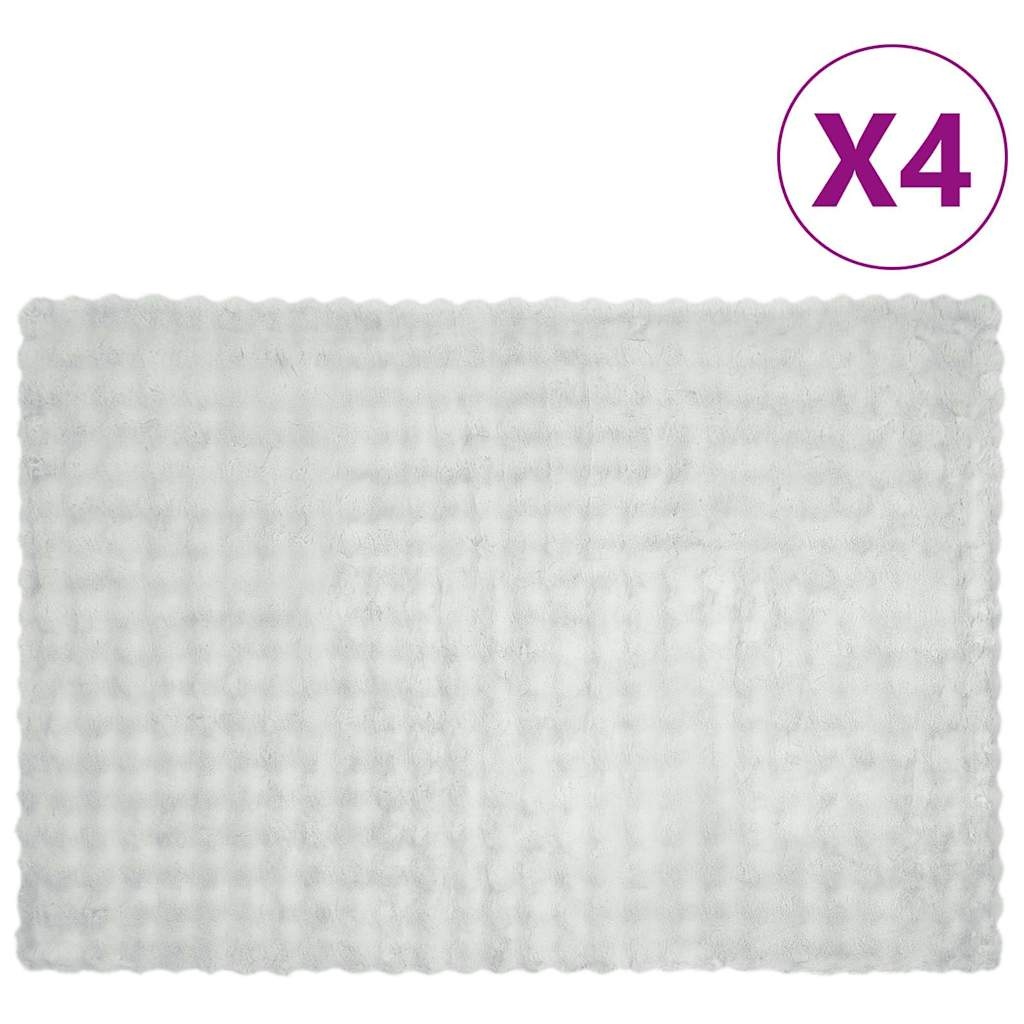 VidaXL Neppels Konijnenbont Deken 4 pcs Grijs 150 x 220 cm Polyester