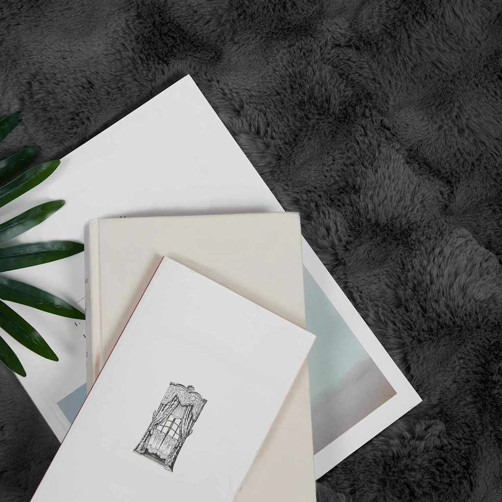 VidaXL Neppels Konijnenbont Deken 4 pcs Donkergrijs 240 x 270 cm