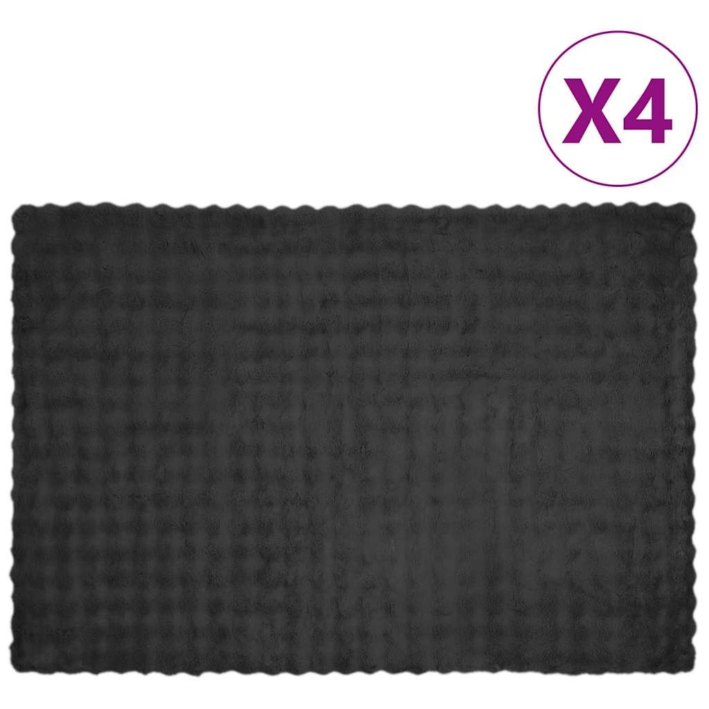 VidaXL Neppels Konijnenbont Deken 4 pcs Donkergrijs 150 x 220 cm