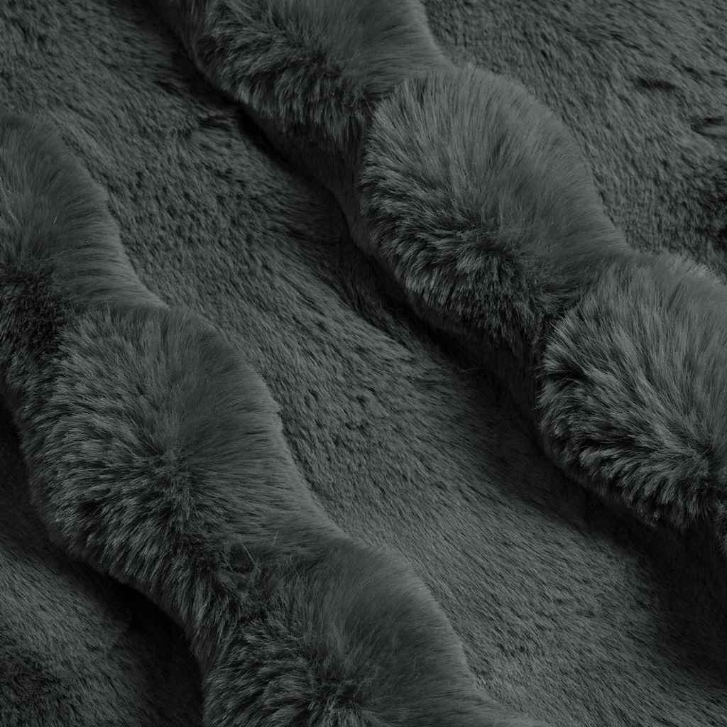 VidaXL Neppels Konijnenbont Deken 4 pcs Donkergrijs 150 x 220 cm