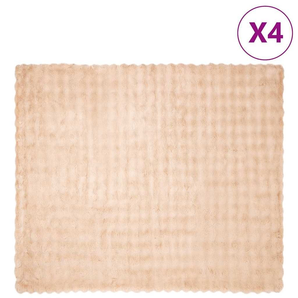 VidaXL Neppels Konijnenbont Deken 4 pcs Beige 240 x 270 cm Polyester