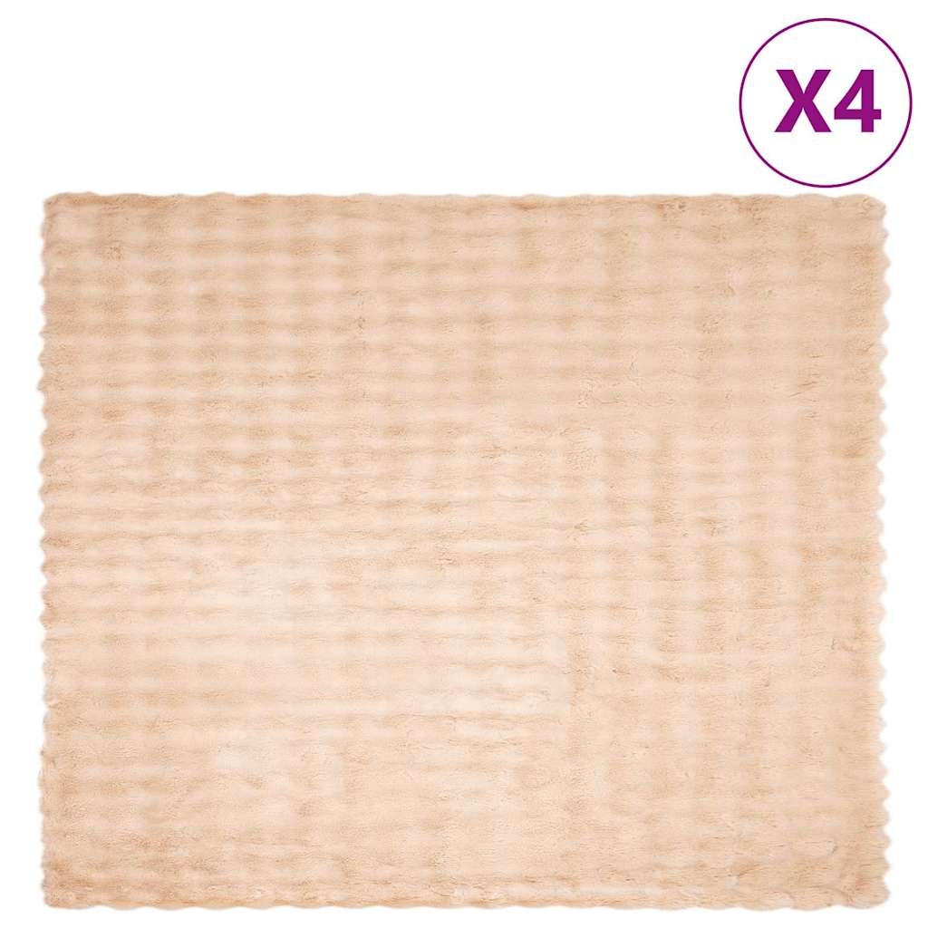 VidaXL Neppels Konijnenbont Deken 4 pcs Beige 220 x 240 cm Polyester