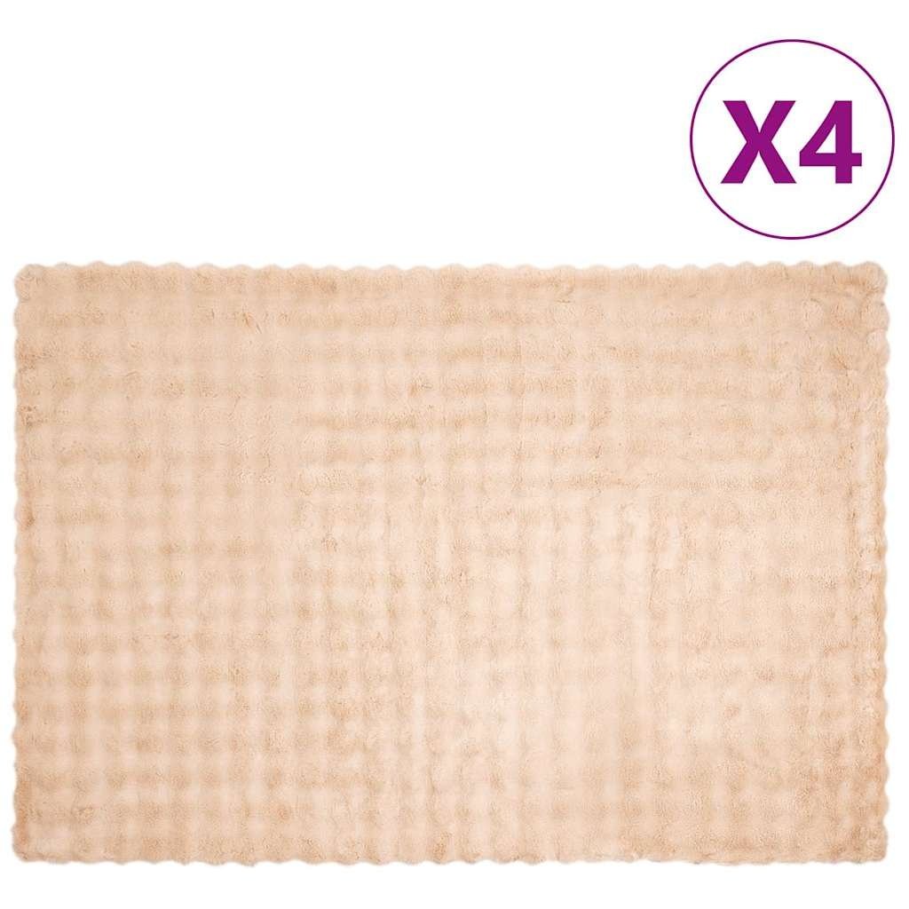 VidaXL Neppels Konijnenbont Deken 4 pcs Beige 150 x 220 cm Polyester