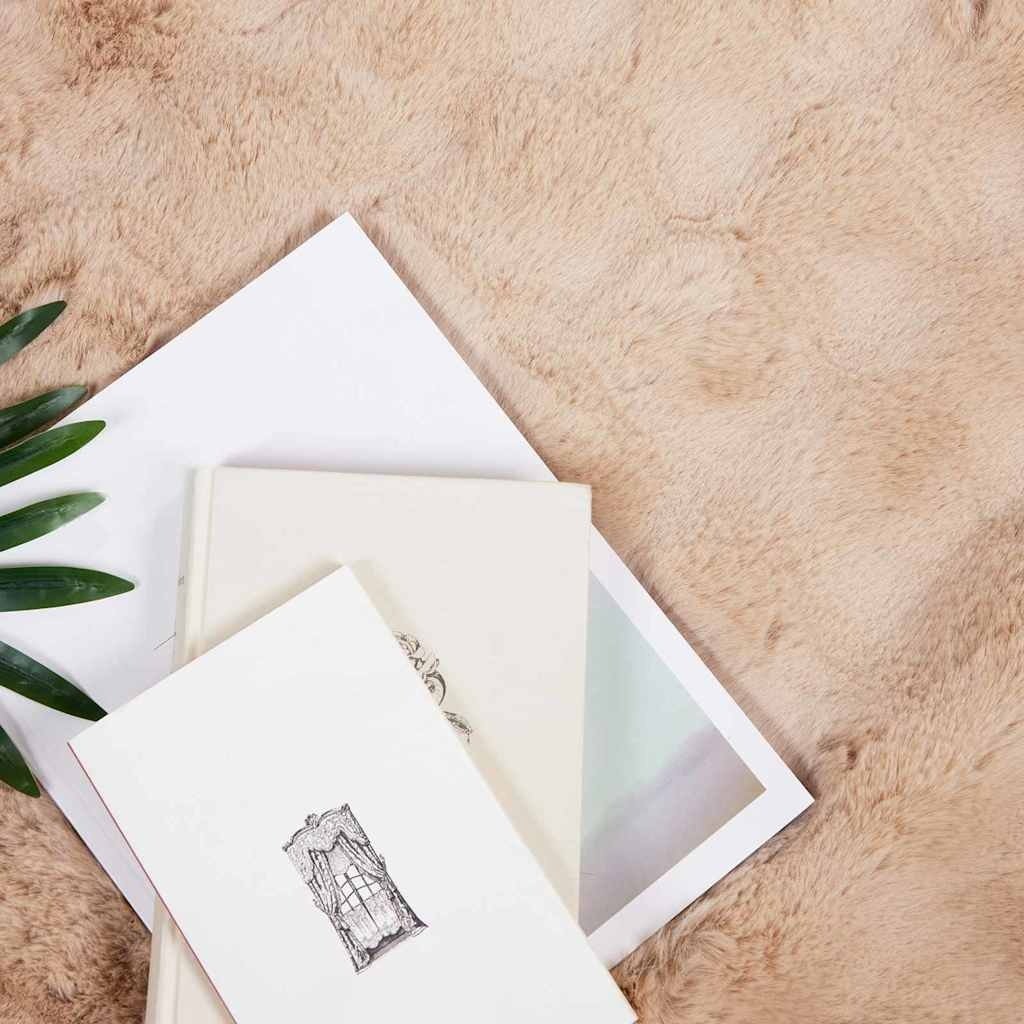 VidaXL Neppels Konijnenbont Deken 4 pcs Beige 150 x 220 cm Polyester