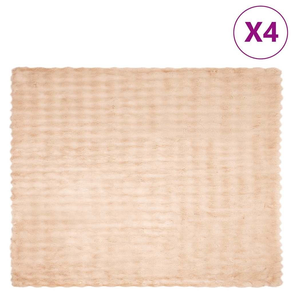 VidaXL Neppels Konijnenbont Deken 4 pcs Beige 130 x 150 cm Polyester
