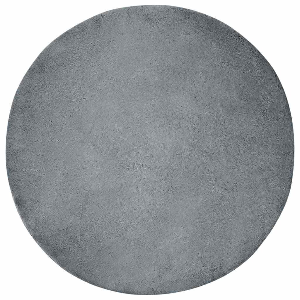 VidaXL Nep Konijnenbont Tapijt Antraciet Ø 200 cm Polyester