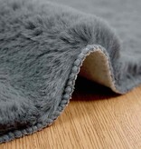 VidaXL Nep Konijnenbont Tapijt Antraciet Ø 200 cm Polyester