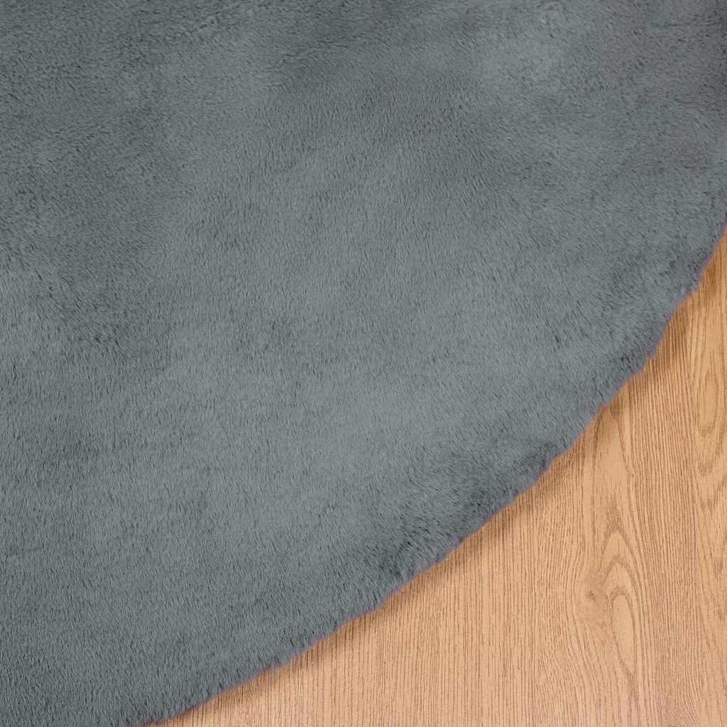 VidaXL Nep Konijnenbont Tapijt Antraciet Ø 200 cm Polyester