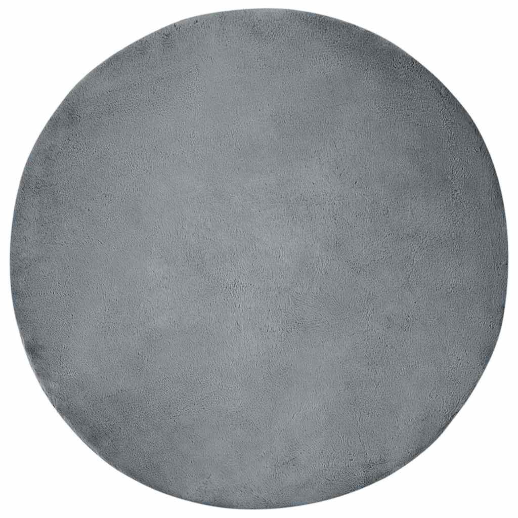 VidaXL Nep Konijnenbont Tapijt Antraciet Ø 160 cm Polyester