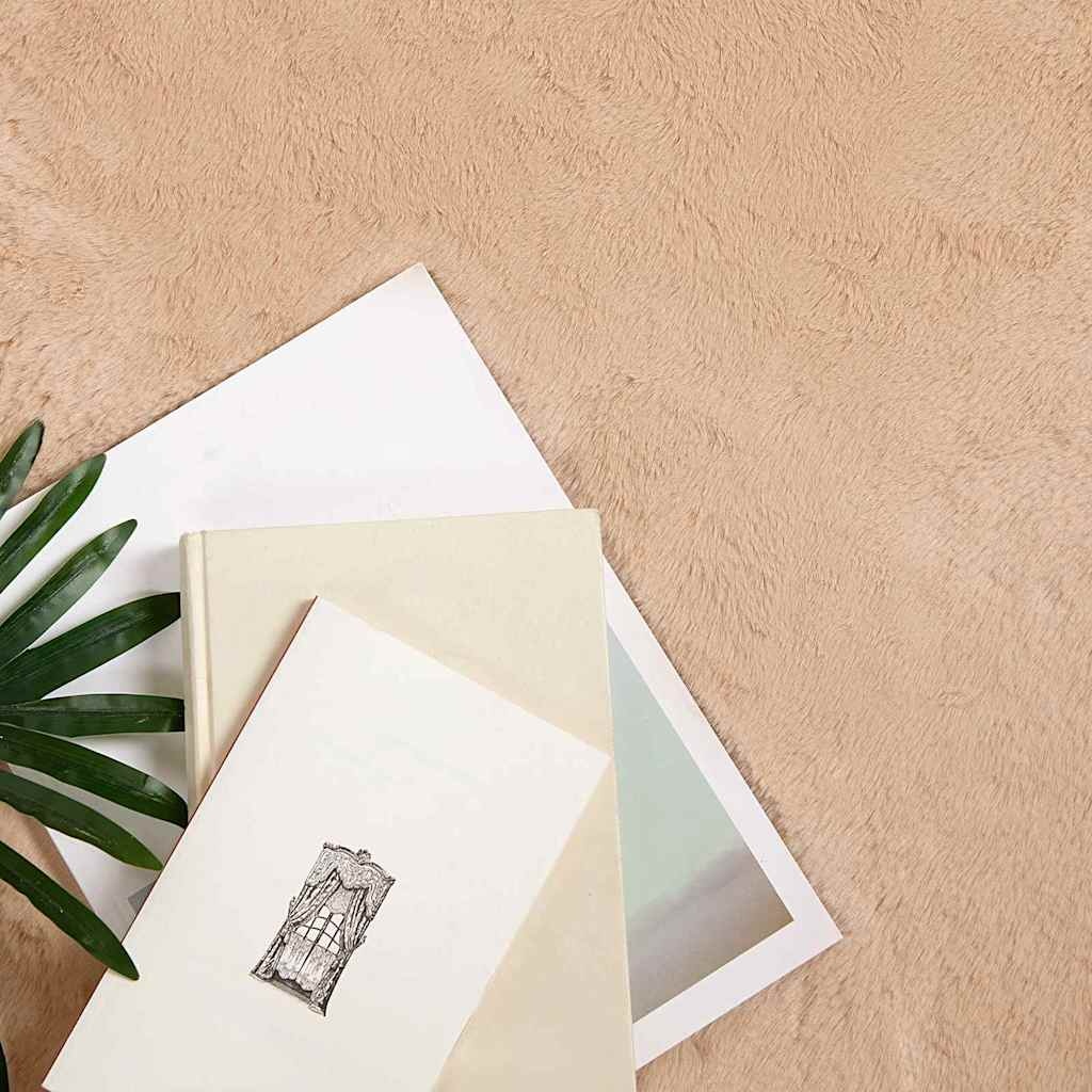 VidaXL Nep Konijnenbont Tapijt Taupe Ø 200 cm Polyester