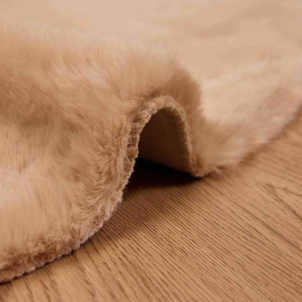 VidaXL Nep Konijnenbont Tapijt Taupe Ø 160 cm Polyester