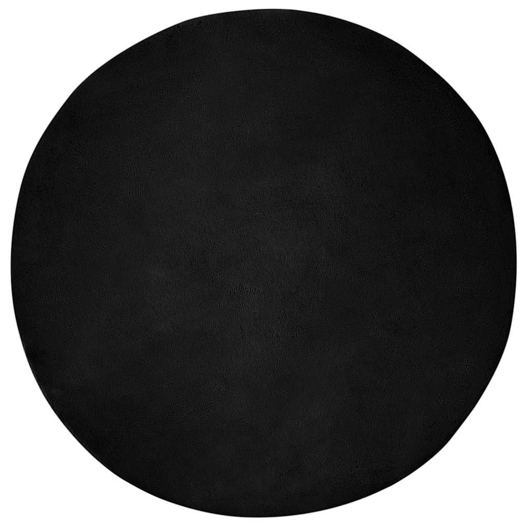 VidaXL Nep Konijnenbont Tapijt Zwart Ø 200 cm Polyester