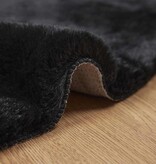 VidaXL Nep Konijnenbont Tapijt Zwart Ø 120 cm Polyester