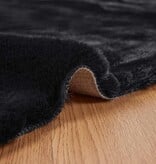 VidaXL Nep Konijnenbont Tapijt Zwart 160 x 160 cm Polyester