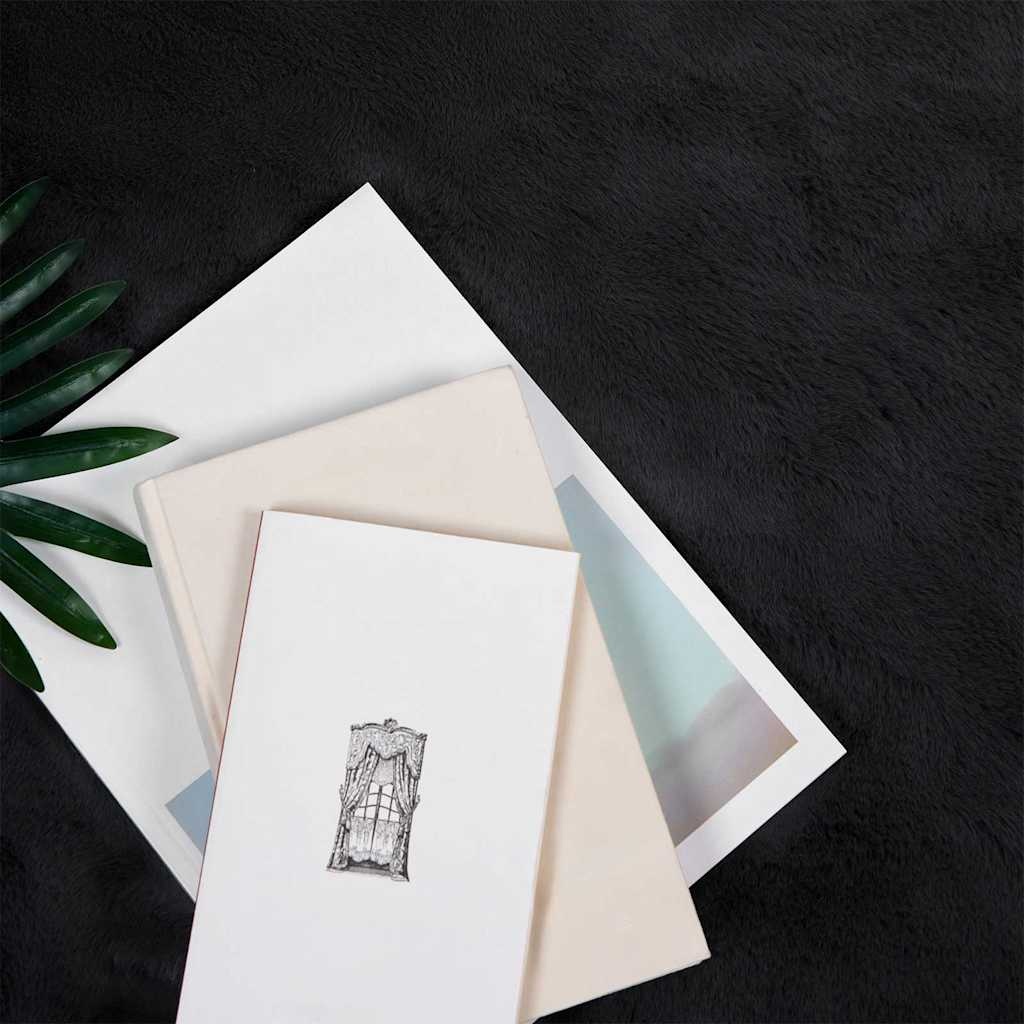 VidaXL Nep Konijnenbont Tapijt Zwart 120 x 170 cm Polyester