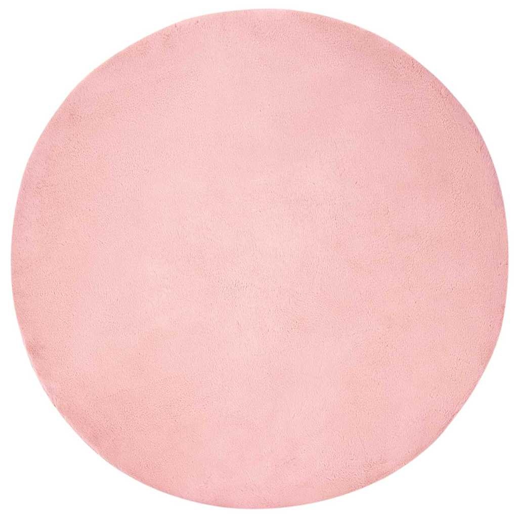 VidaXL Nep Konijnenbont Tapijt Roze Ø 120 cm Polyester