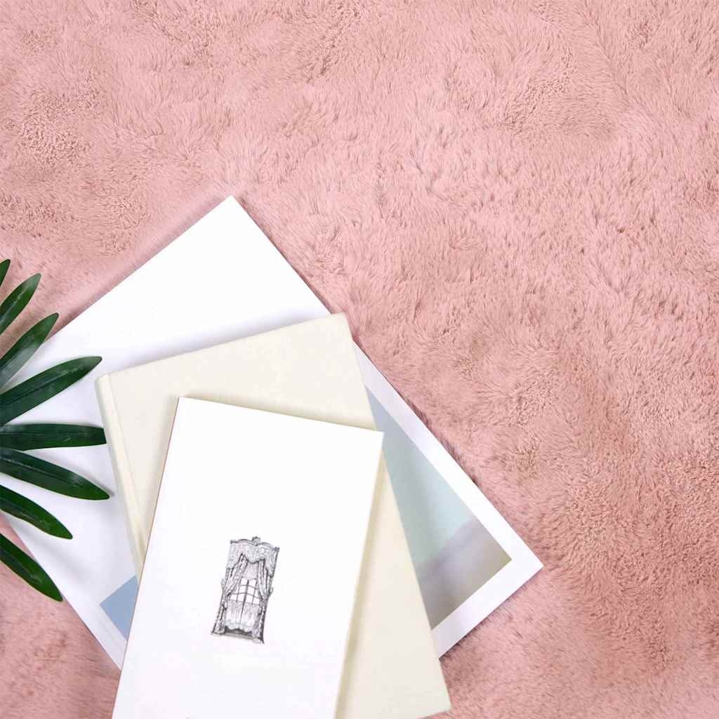 VidaXL Nep Konijnenbont Tapijt Roze Ø 120 cm Polyester