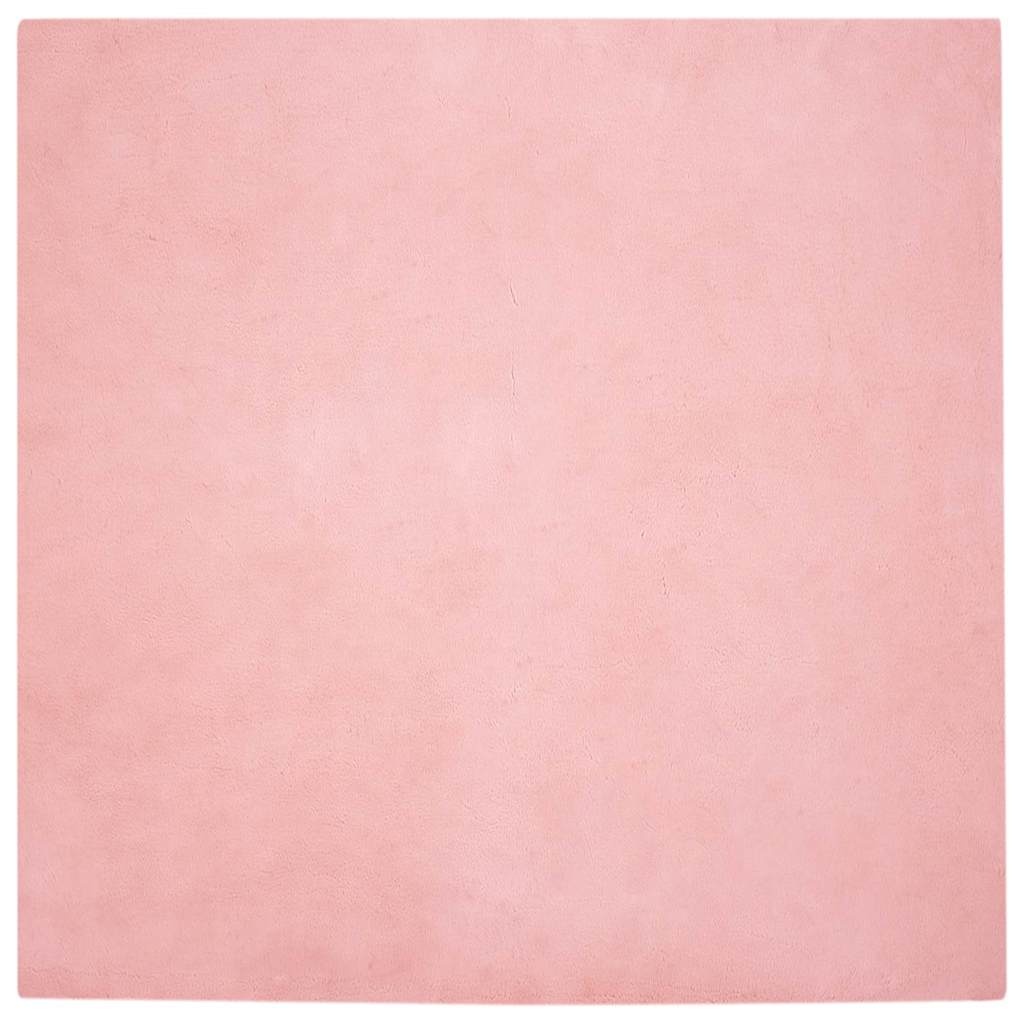 VidaXL Nep Konijnenbont Tapijt Roze 240 x 240 cm Polyester