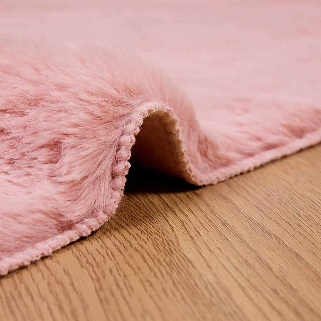 VidaXL Nep Konijnenbont Tapijt Roze 120 x 120 cm Polyester