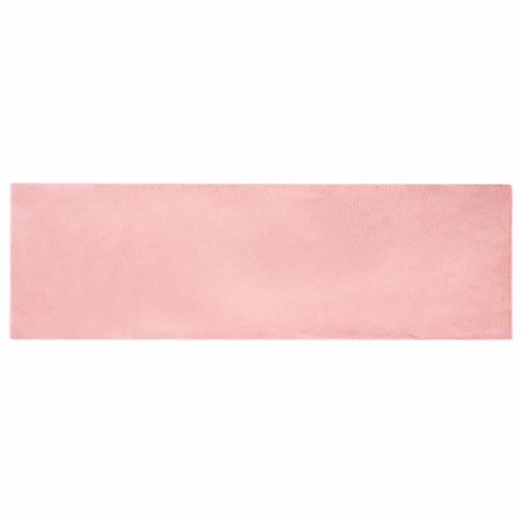 VidaXL Nep Konijnenbont Tapijt Roze 80 x 250 cm Polyester