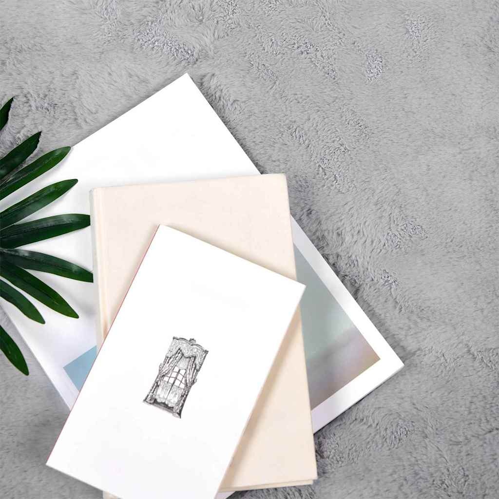 VidaXL Nep Konijnenbont Tapijt Grijs 120 x 120 cm Polyester