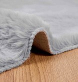 VidaXL Nep Konijnenbont Tapijt Grijs 80 x 250 cm Polyester