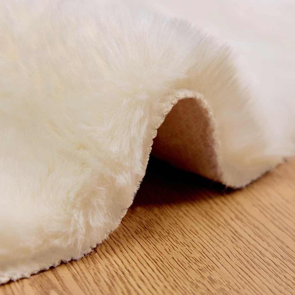 VidaXL Nep Konijnenbont Tapijt Crème Ø 160 cm Polyester