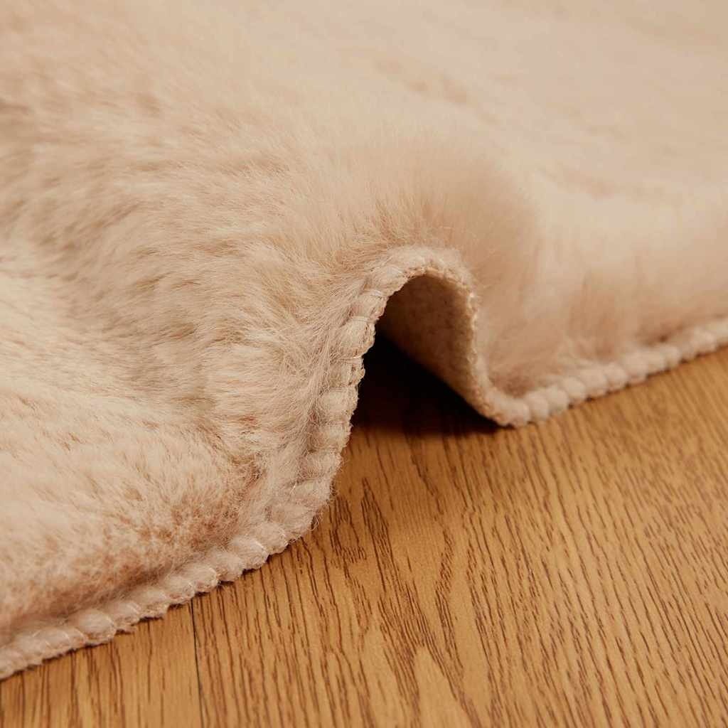 VidaXL Nep Konijnenbont Tapijt Beige Ø 160 cm Polyester