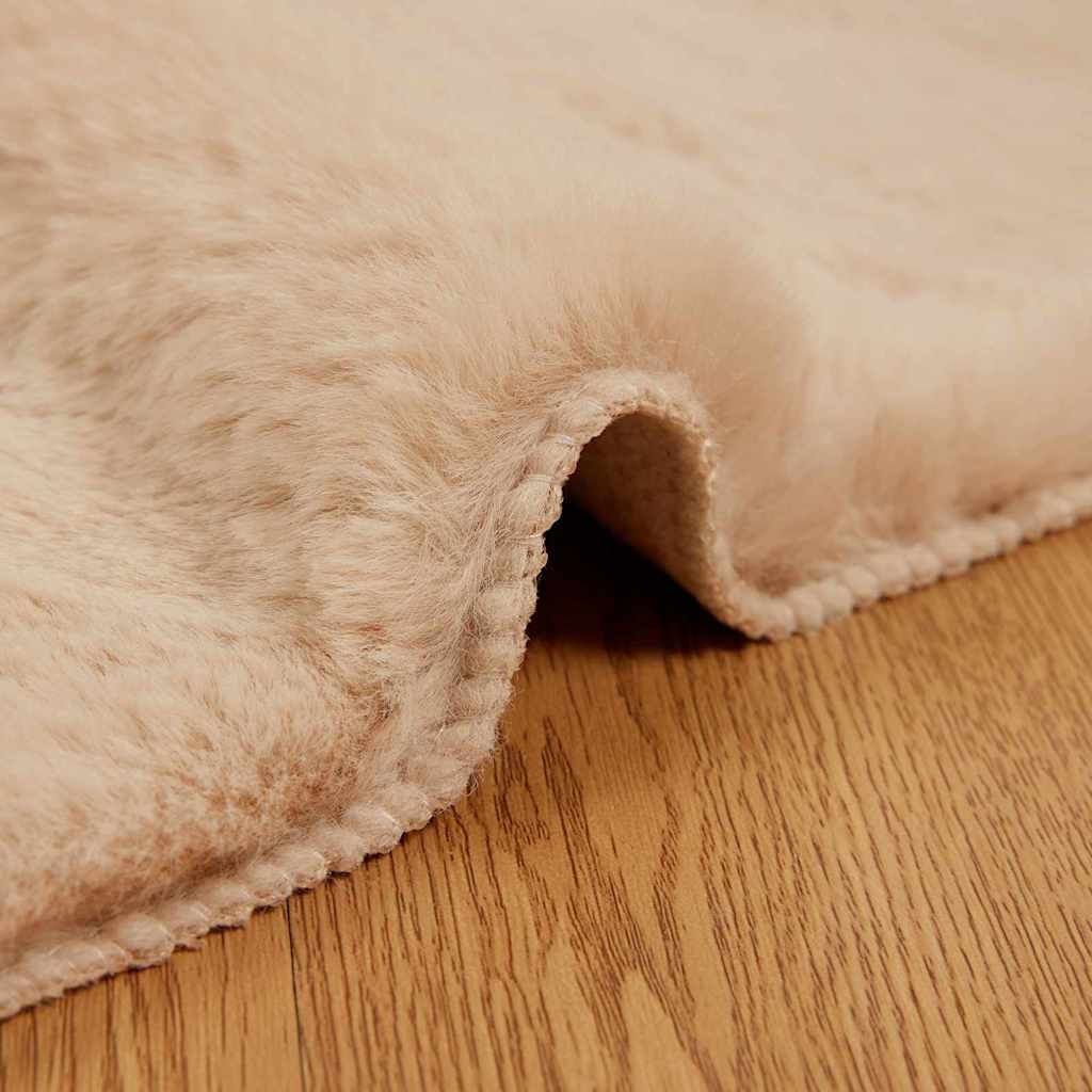 VidaXL Nep Konijnenbont Tapijt Beige Ø 120 cm Polyester