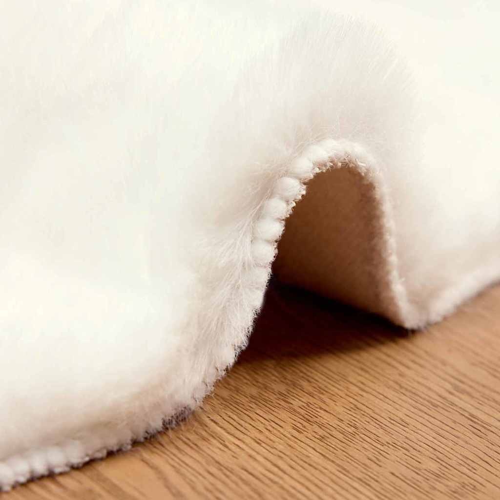 VidaXL Nep Konijnenbont Tapijt Wit Ø 160 cm Polyester