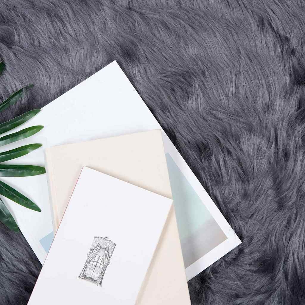 VidaXL Nepleer Schapenvacht Tapijt Antraciet 80 x 120 cm Polyester