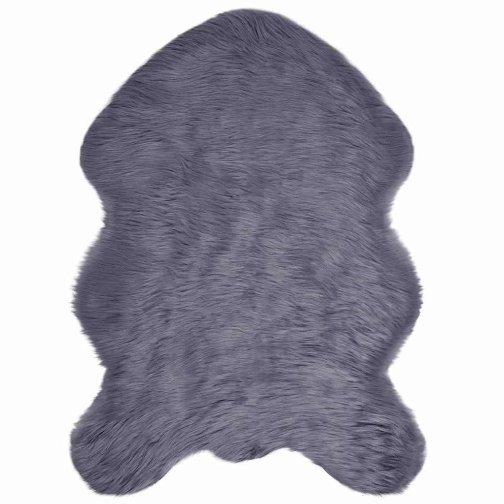 VidaXL Nepleer Schapenvacht Tapijt Antraciet 60 x 90 cm Polyester