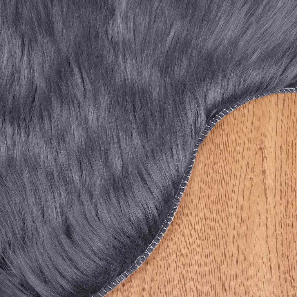 VidaXL Nepleer Schapenvacht Tapijt Antraciet 60 x 90 cm Polyester