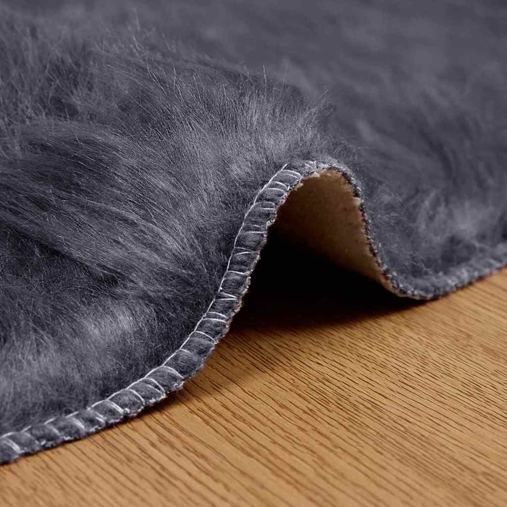 VidaXL Nepleer Schapenvacht Tapijt Antraciet 100 x 100 cm Polyester