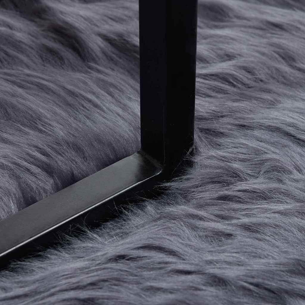 VidaXL Nepleer Schapenvacht Tapijt Antraciet 80 x 80 cm Polyester