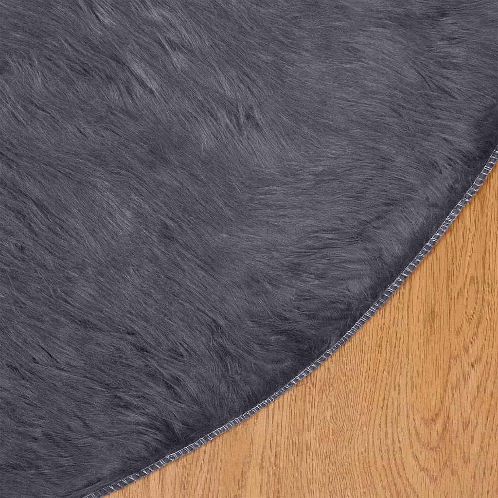 VidaXL Nepleer Schapenvacht Tapijt Antraciet 80 x 80 cm Polyester