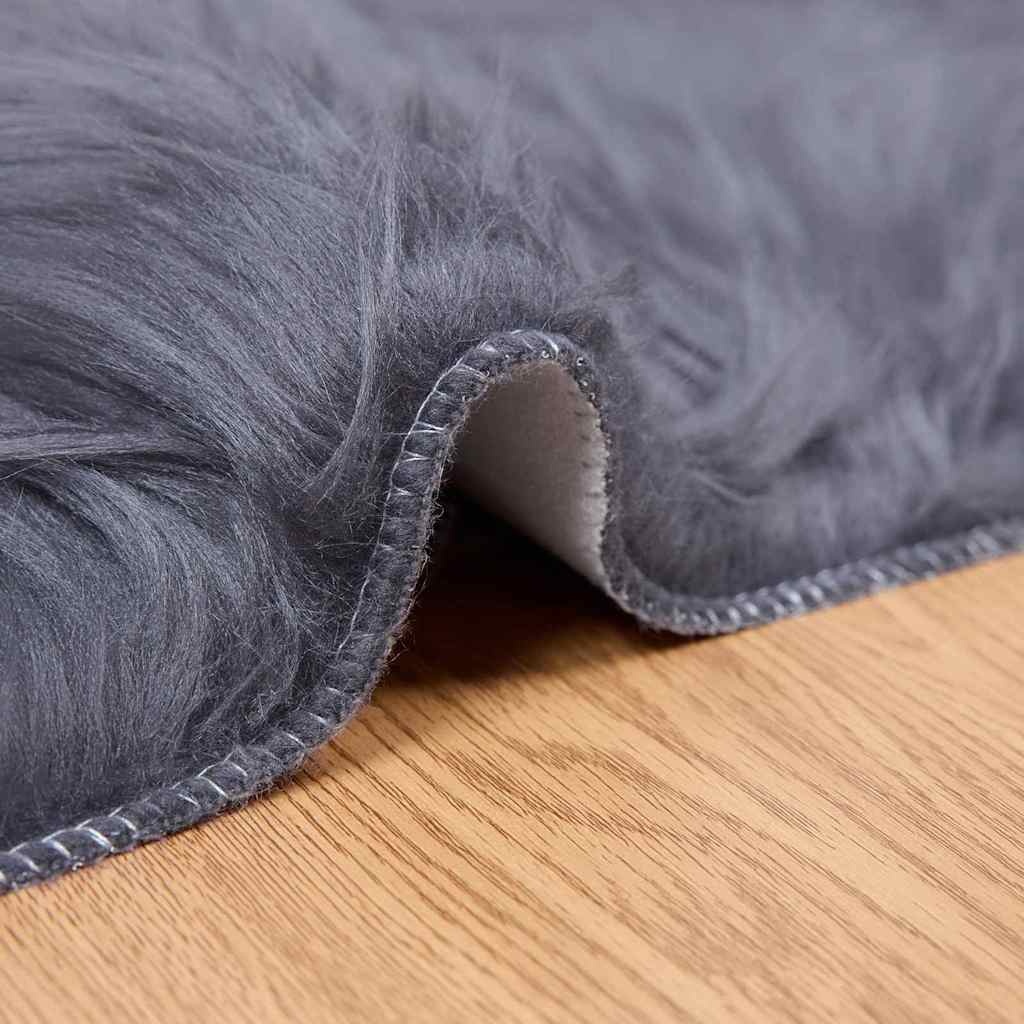 VidaXL Nepleer Schapenvacht Tapijt Antraciet 80 x 250 cm Polyester