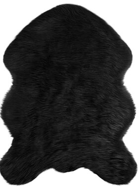 VidaXL Nepleer Schapenvacht Tapijt Zwart 80 x 120 cm Polyester