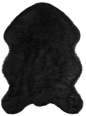 VidaXL Nepleer Schapenvacht Tapijt Zwart 60 x 90 cm Polyester