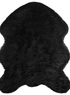 VidaXL Nepleer Schapenvacht Tapijt Zwart 50 x 80 cm Polyester