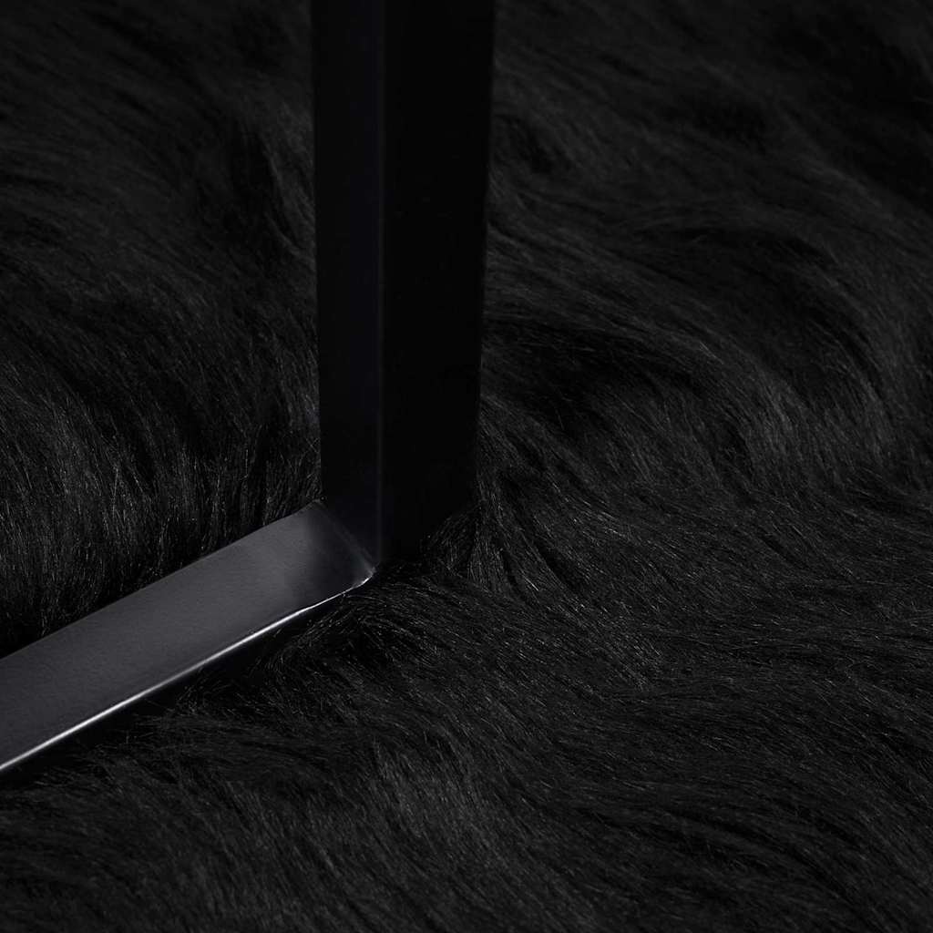 VidaXL Nepleer Schapenvacht Tapijt Zwart 140 x 200 cm Polyester