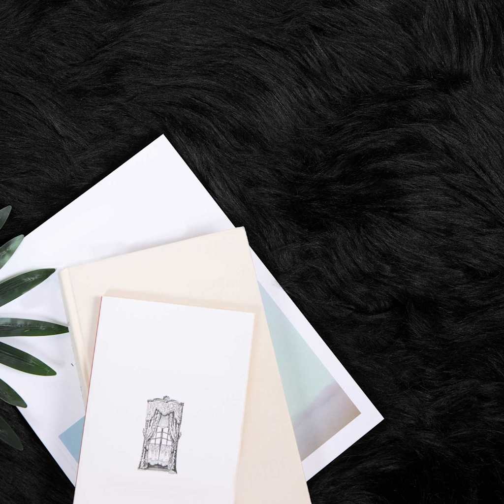 VidaXL Nepleer Schapenvacht Tapijt Zwart 120 x 170 cm Polyester