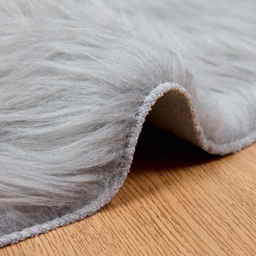 VidaXL Nepleer Schapenvacht Tapijt Grijs 100 x 100 cm Polyester