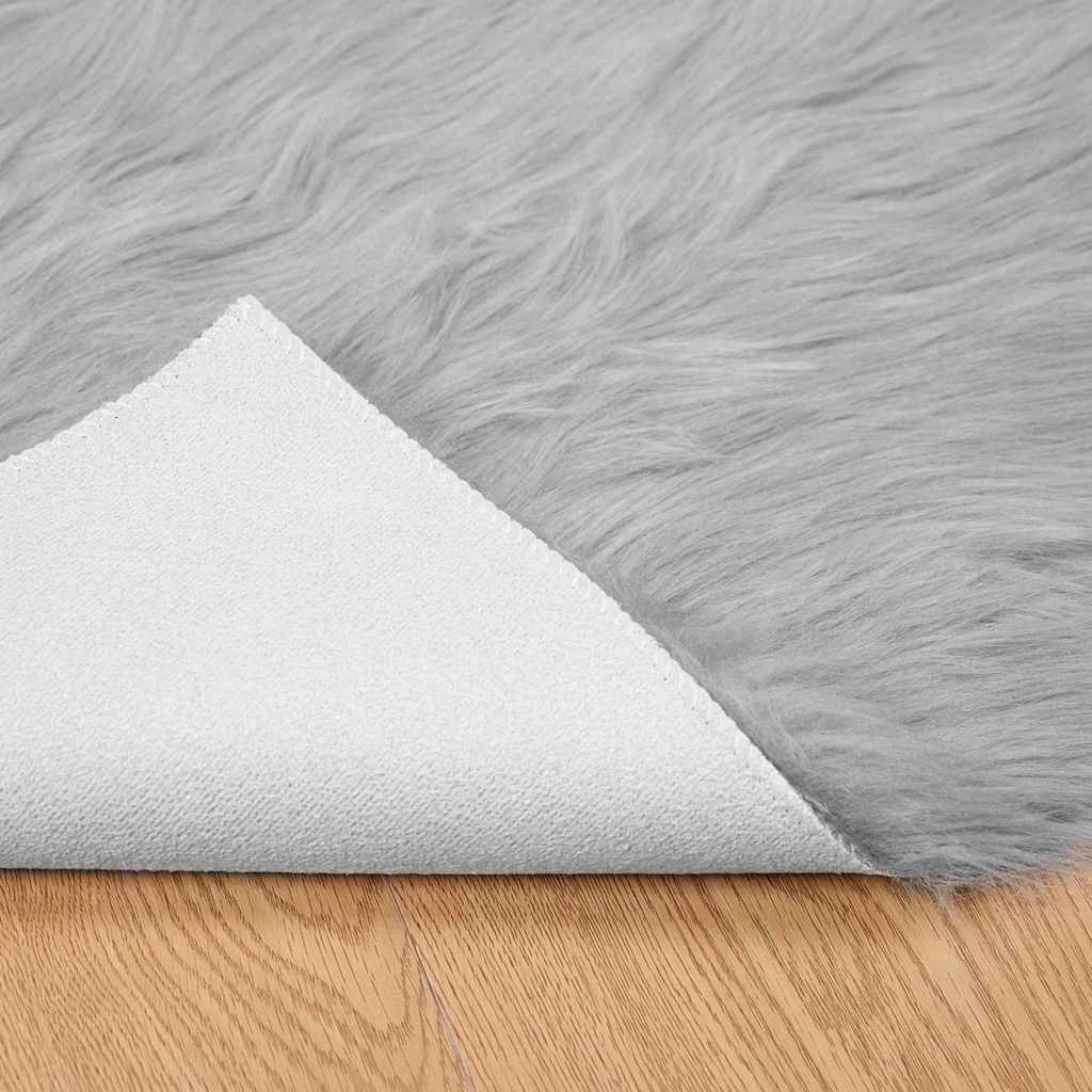 VidaXL Nepleer Schapenvacht Tapijt Grijs 120 x 120 cm Polyester