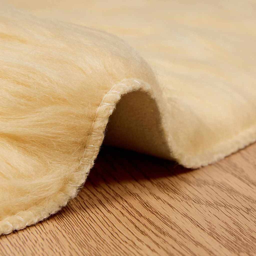 VidaXL Nepleer Schapenvacht Tapijt Crème 120 x 120 cm Polyester