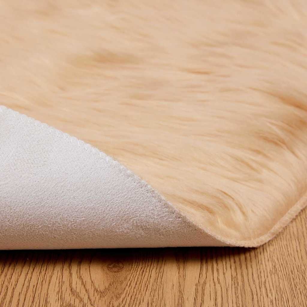 VidaXL Nepleer Schapenvacht Tapijt Beige 80 x 80 cm Polyester