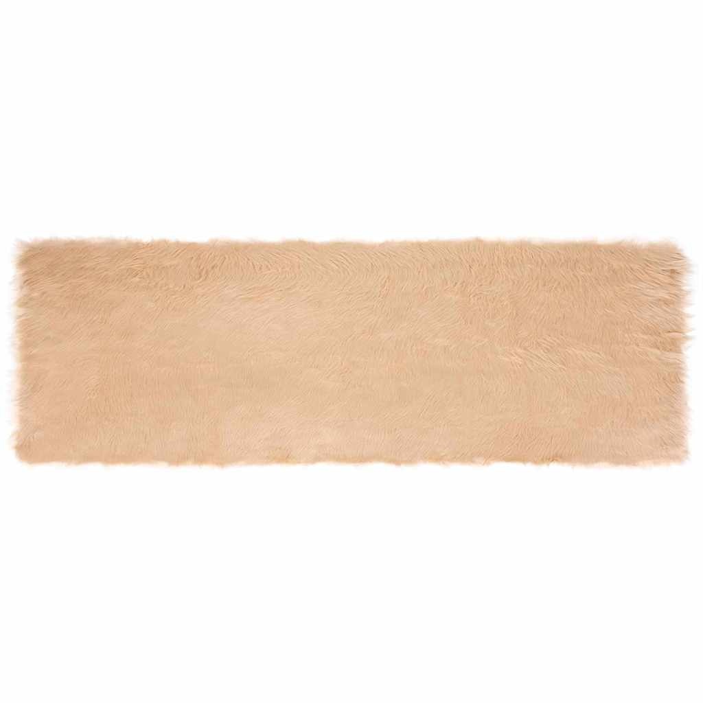 VidaXL Nepleer Schapenvacht Tapijt Beige 80 x 250 cm Polyester