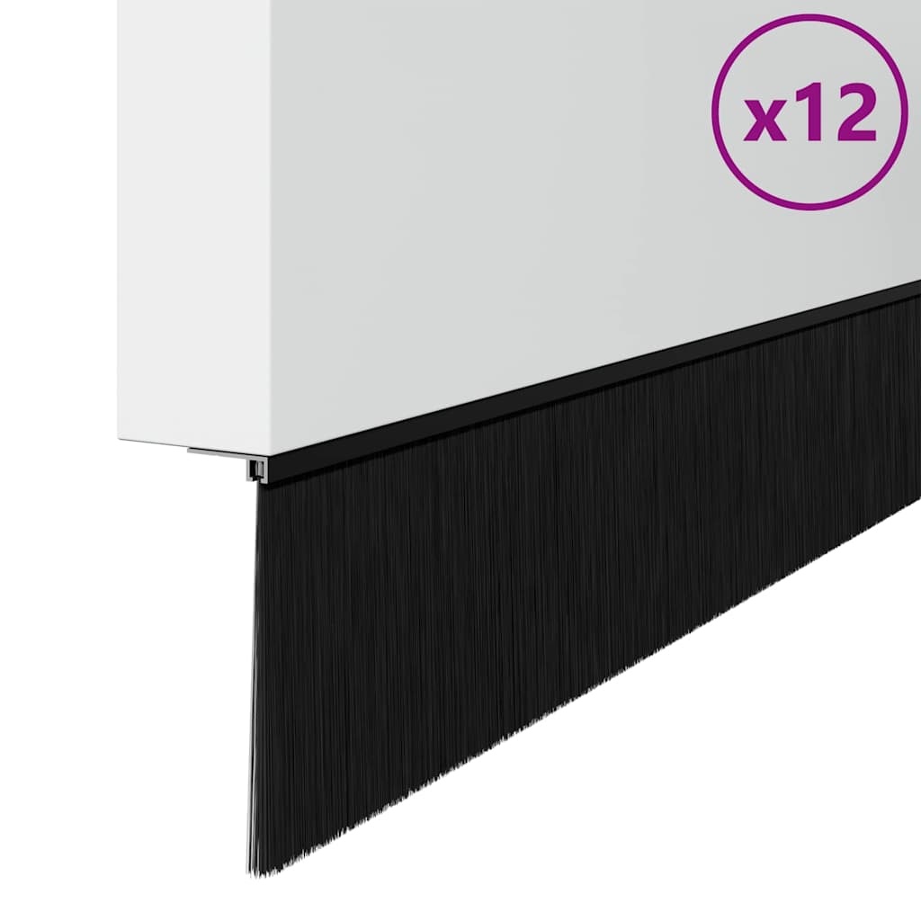 VidaXL Schroefbare Deurborstelafsluitingen 12 pcs Zwart 100 cm
