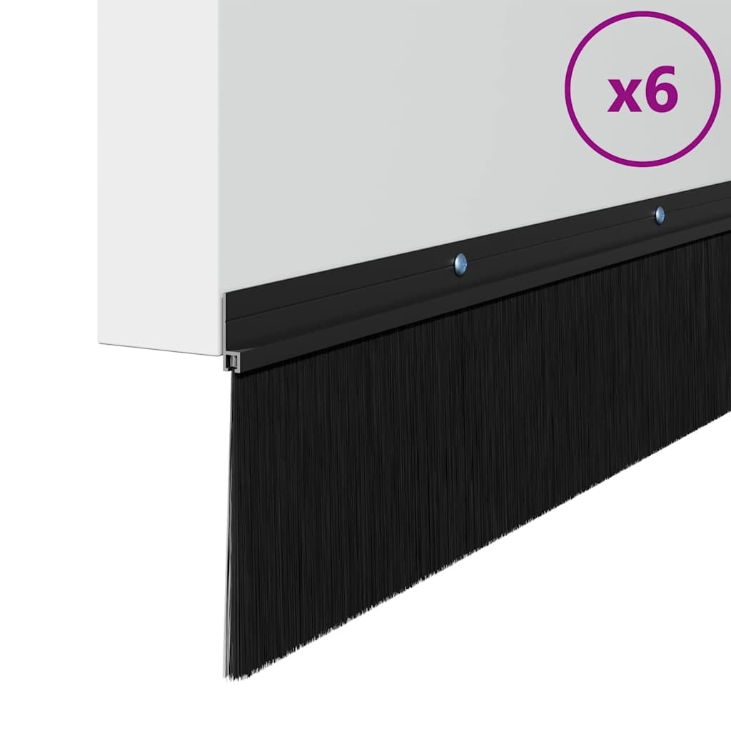 VidaXL Schroefbare Deurborstelafsluitingen 6 pcs Zwart 100 cm