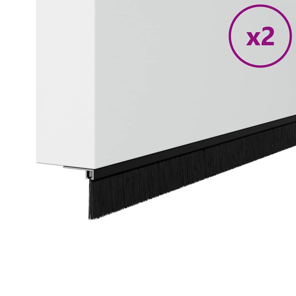 VidaXL Zelfklevende Deurborstels 2 pcs Zwart 100 cm Aluminium Legering